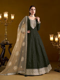 Anaita Black Embroidered Jacquard Chanderi Anarkali Suit | Grocsy