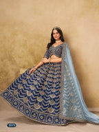 Anaita Teal Blue Art Silk Lehenga Choli With Heavy Embroidery Work | Grocsy
