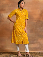 Aks Ethnic Motifs Printed Pure Cotton Straight Kurta | Grocsy