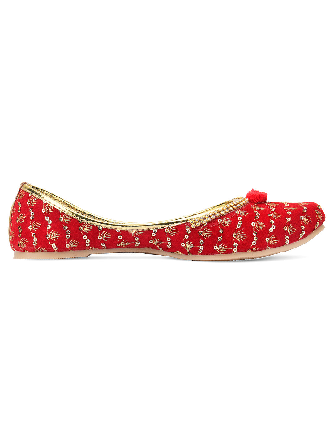 Desi Colour Women Indian Ethnic Footwear-Red Star | Grocsy