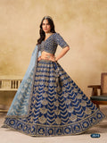 Anaita Teal Blue Art Silk Lehenga Choli With Heavy Embroidery Work | Grocsy