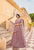 Anaita Purple Net Lehenga Choli With Embroidery & Sequence Work | Grocsy
