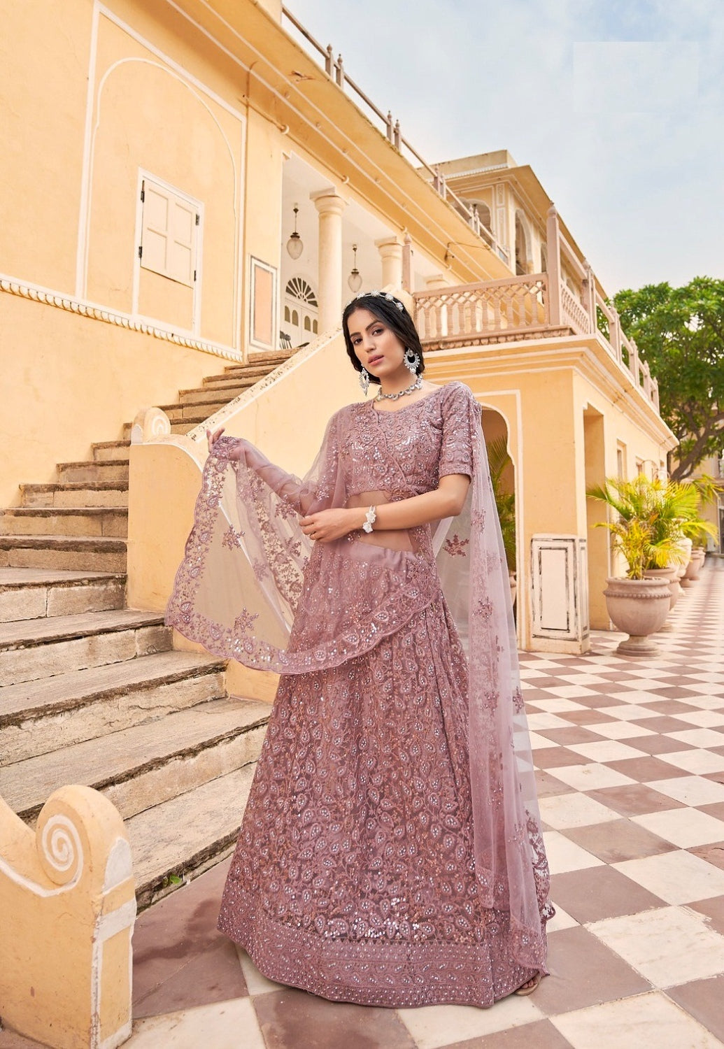 Anaita Purple Net Lehenga Choli With Embroidery & Sequence Work | Grocsy