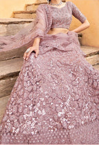 Anaita Purple Net Lehenga Choli With Embroidery & Sequence Work | Grocsy