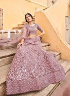 Anaita Purple Net Lehenga Choli With Embroidery & Sequence Work | Grocsy