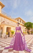 Anaita Purple Net Lehenga Choli With Embroidery & Sequence Work | Grocsy