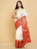 Kalamandir Woven Design White Silk Blend Saree | Grocsy