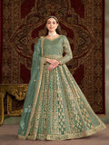 Anaita Green Embroidered Net Anarkali Suit | Grocsy