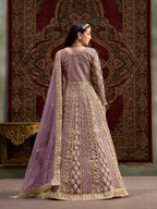 Anaita Purple Embroidered Net Anarkali Suit | Grocsy