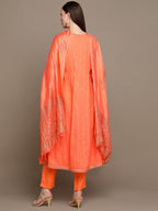 HERE&NOW Ethnic Motifs Printed Thread Work Angrakha Kurta with Palazzos & Dupatta | Grocsy