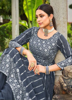 Anaita Grey Faux Georgette Plazzo Suit With Embroidery & Sequins Work | Grocsy