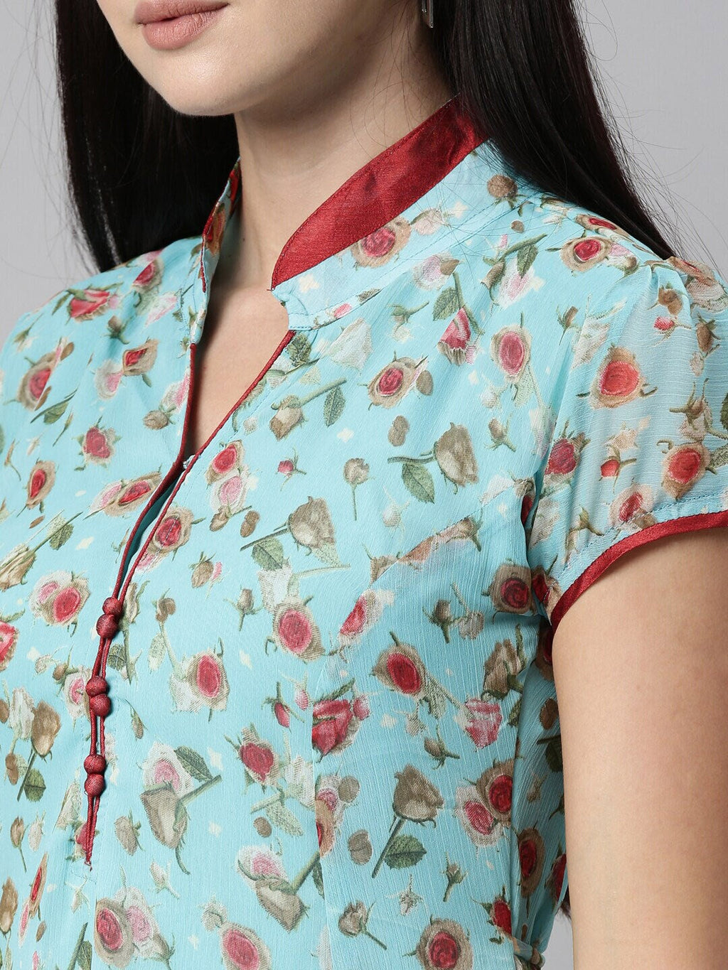 Souchii Blue Floral Printed Floral Anarkali Kurta | Grocsy