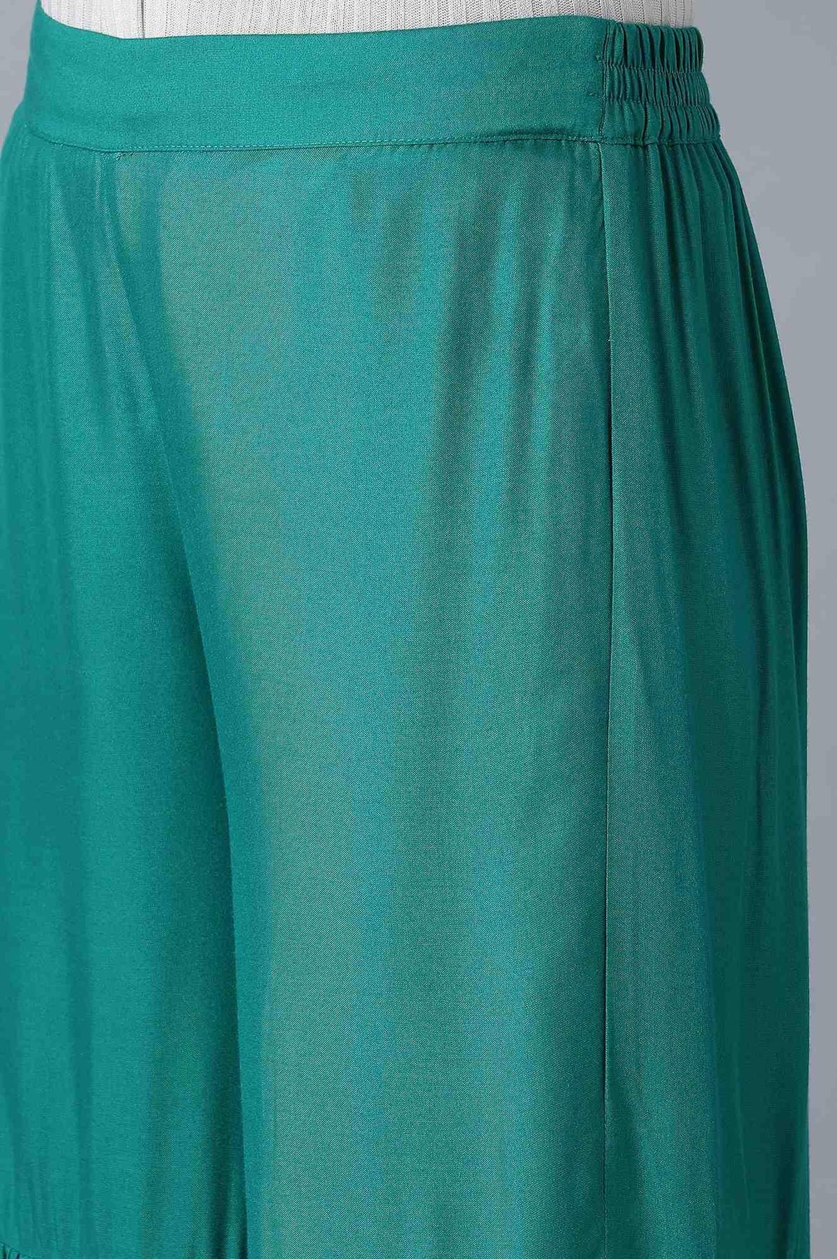 W for Woman Signature Green Embroidered kurta-Printed Sharara Set | Grocsy