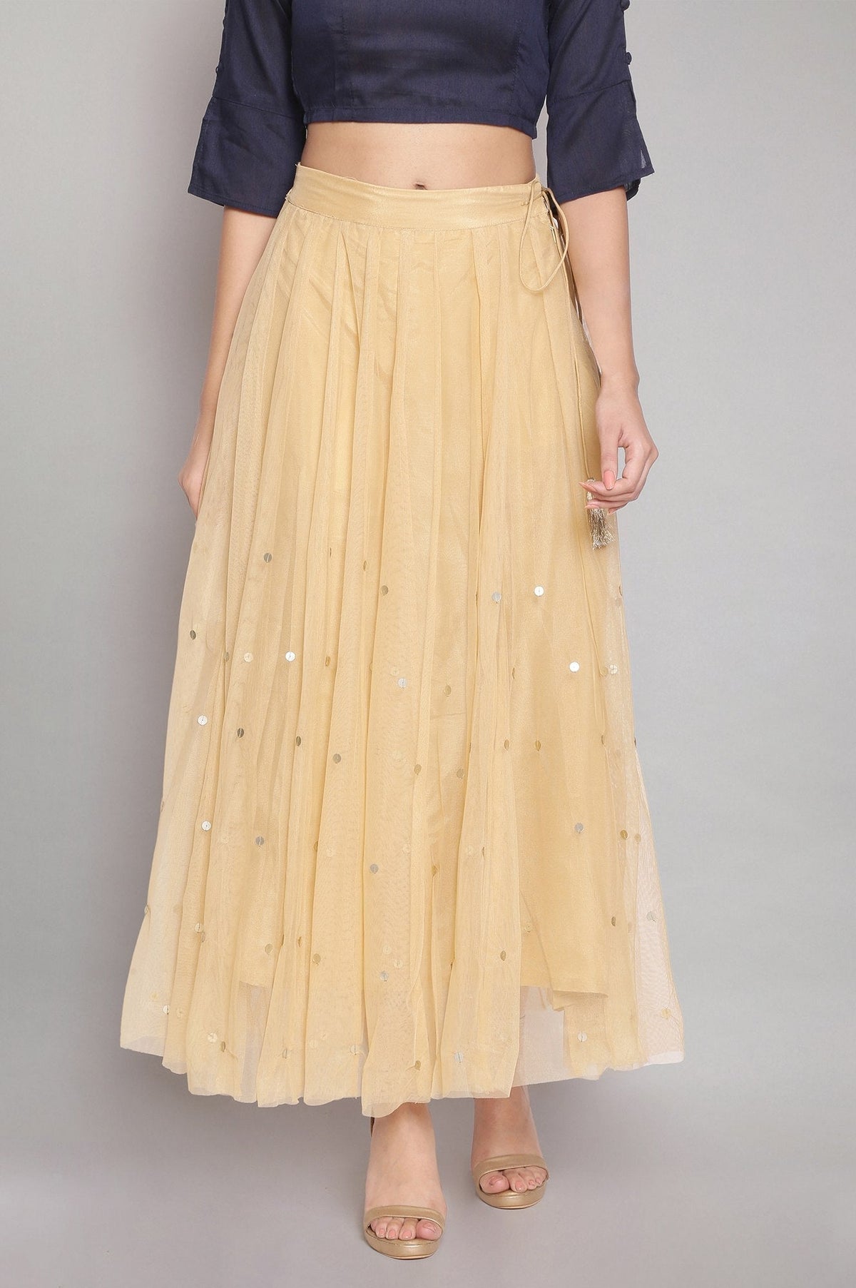 W for Woman Gold Gathered Skirt | Grocsy