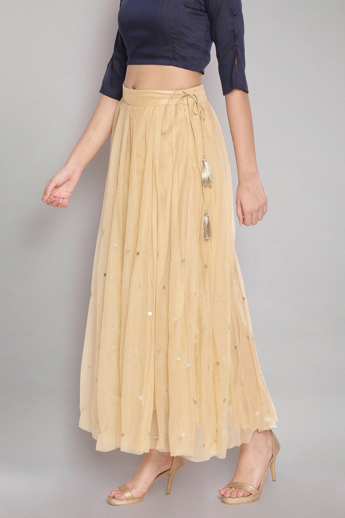W for Woman Gold Gathered Skirt | Grocsy