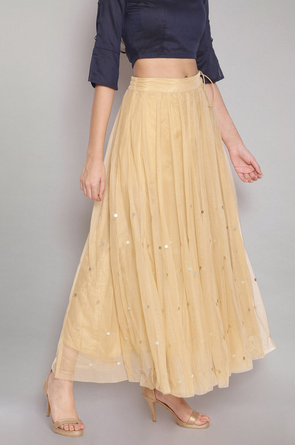 W for Woman Gold Gathered Skirt | Grocsy