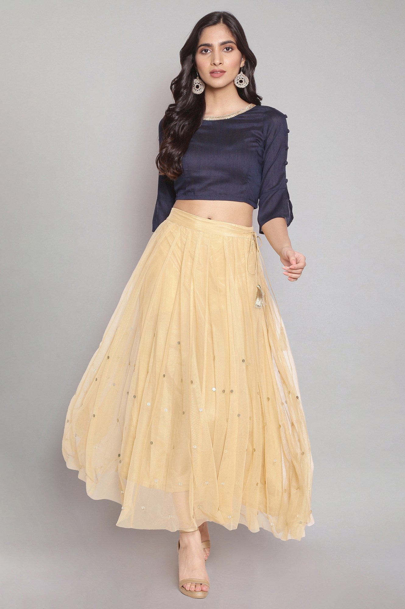 W for Woman Gold Gathered Skirt | Grocsy