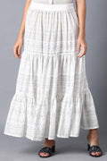 W for Woman Ecru Glitter Printed Tiered Skirt | Grocsy
