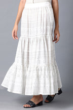 W for Woman Ecru Glitter Printed Tiered Skirt | Grocsy