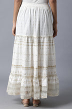 W for Woman Ecru Printed Gathered Skirt | Grocsy