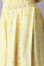 W for Woman Yellow Printed Two Piece Jumpsuit Set | Grocsy