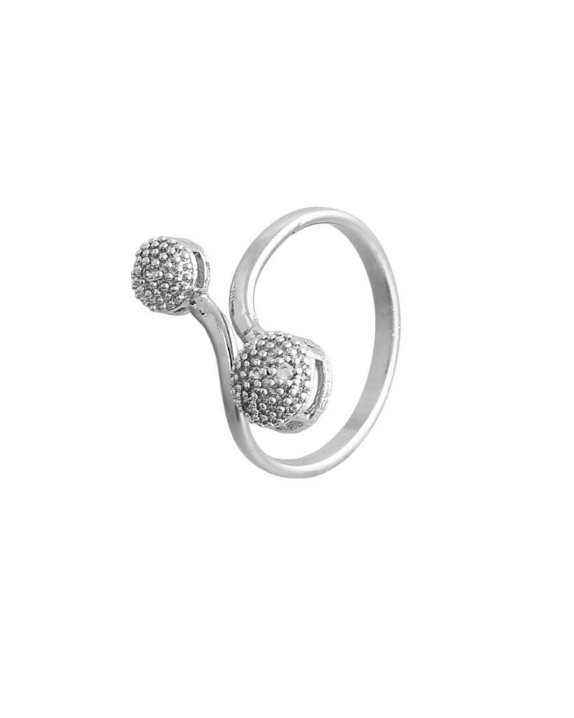 VOJ Silver Plated AD studded Necklace, Earrings With Ring And bracelet | Grocsy