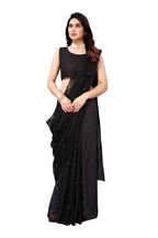 Vamika Ethnic Fire Black Pearls Net Saree | Grocsy