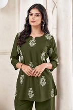 Anaita Butta Green Stylish Readymade Co-Ords Set | Grocsy