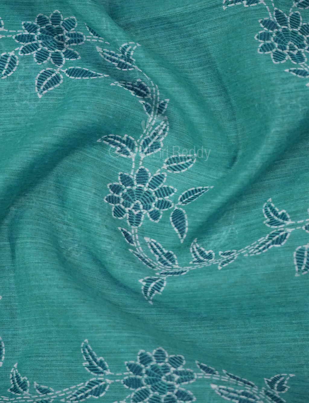 Shades of Light Rama Green Colour Floral Print Semi Chanderi Saree By Gayathri Reddy Designer Studio | Grocsy