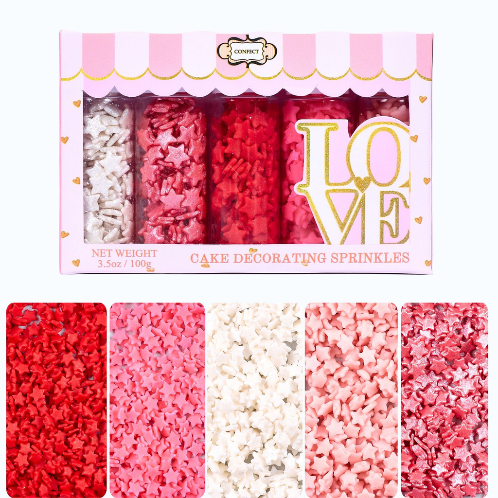 Confect Valentine Sprinkles | 20 Edible Decoration for Baking & Dessert | Grocsy