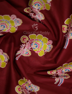 Block Print Maroon Coloured Mulmul Cotton Saree By Gayathri Reddy Designer Studio | Grocsy