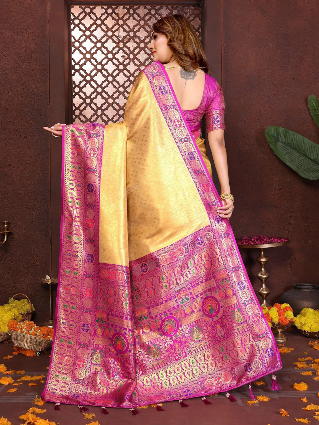 Anaita Banarasi Tissue Silk Saree | Grocsy