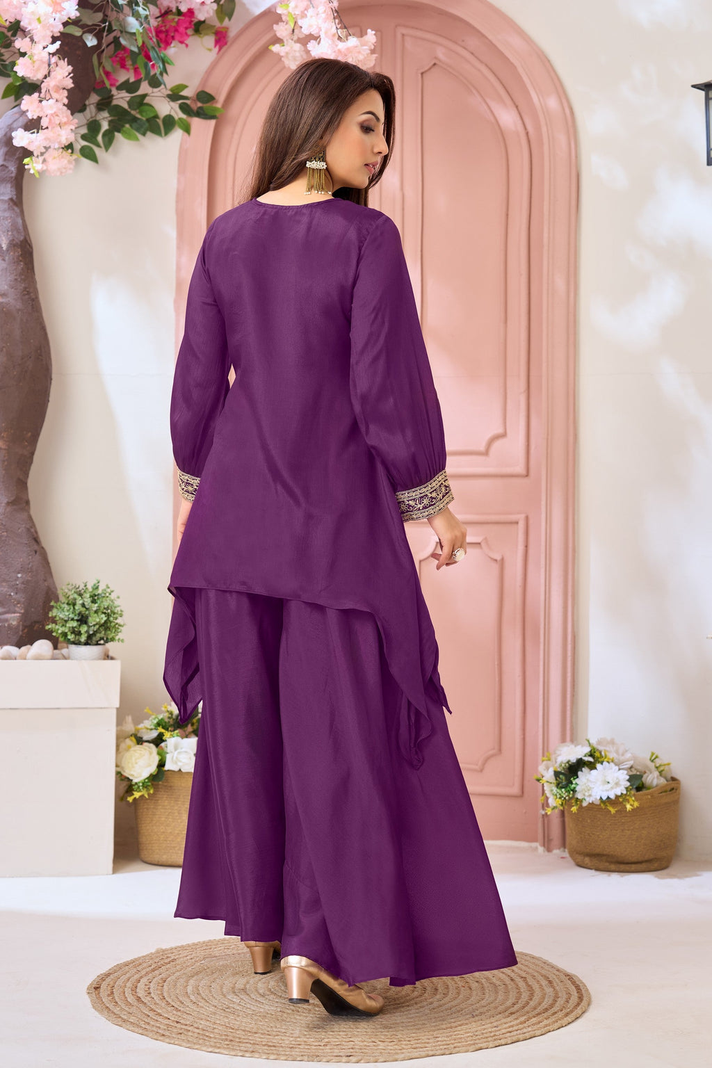 Anaita Purple Readymade Suit with Coding Work | Grocsy