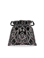 Masq Black & Silver-Toned Embellished Potli Clutch | Grocsy