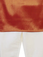 Sethukrishna Boys Rust Orange & White Solid Kurta with Pyjamas | Grocsy
