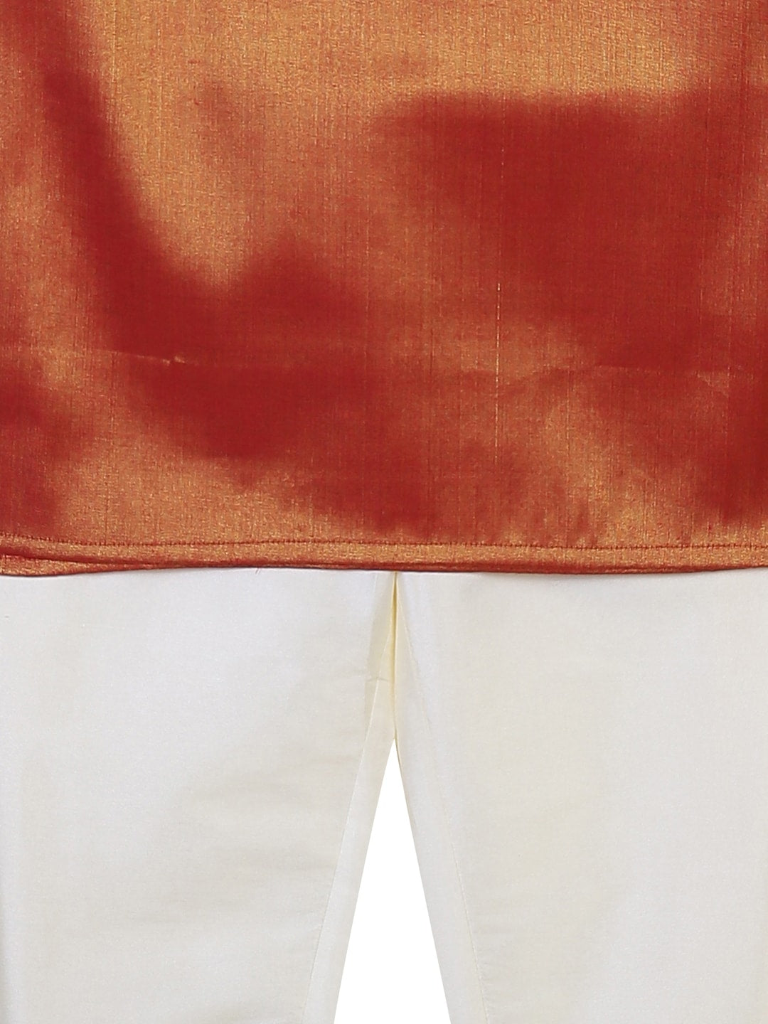 Sethukrishna Boys Rust Orange & White Solid Kurta with Pyjamas | Grocsy