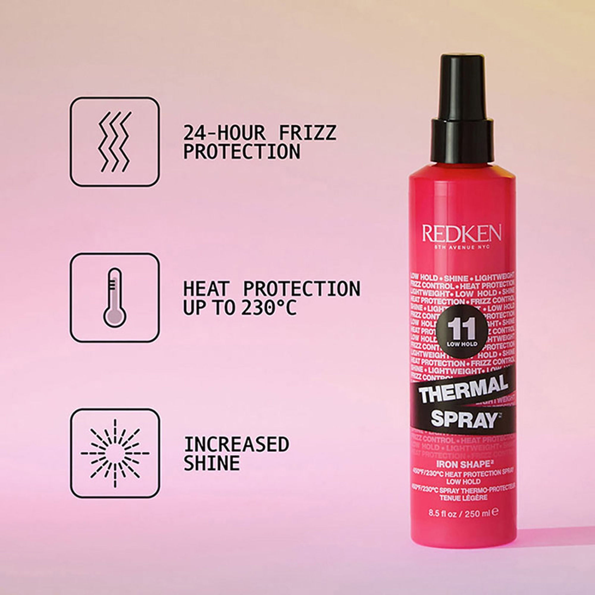 Redken Thermal Hair Spray, 24 Hour Anti Frizz & Up To 230 Degree C Heat Protection | Grocsy