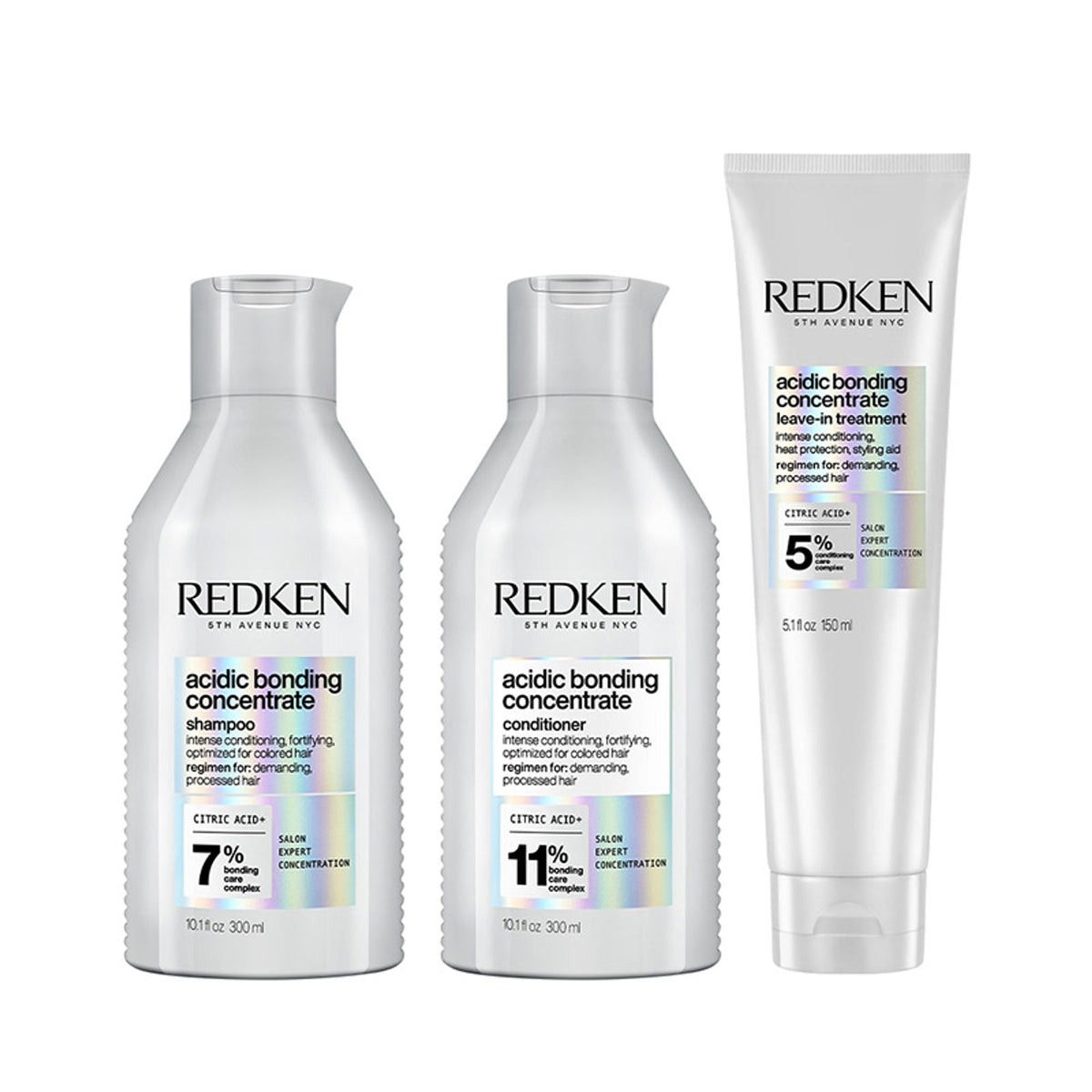 Redken Damaged Hair Combo - Acidic Bonding Concentrate Shampoo, Conditioner & Leave-In Treatment | Grocsy