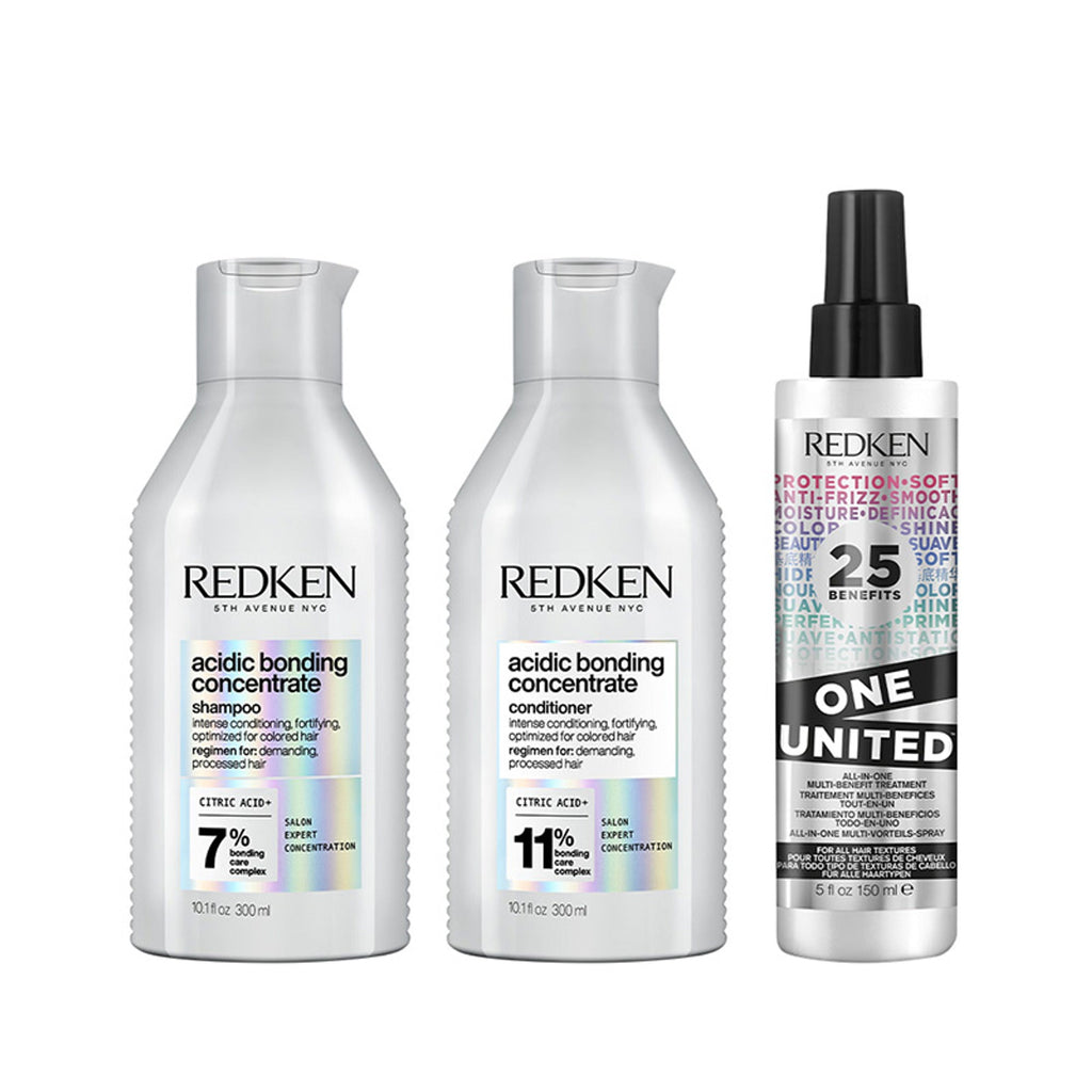 Redken Hair Protect Combo - Acidic Bonding Concentrate Shampoo, Conditioner & One United | Grocsy