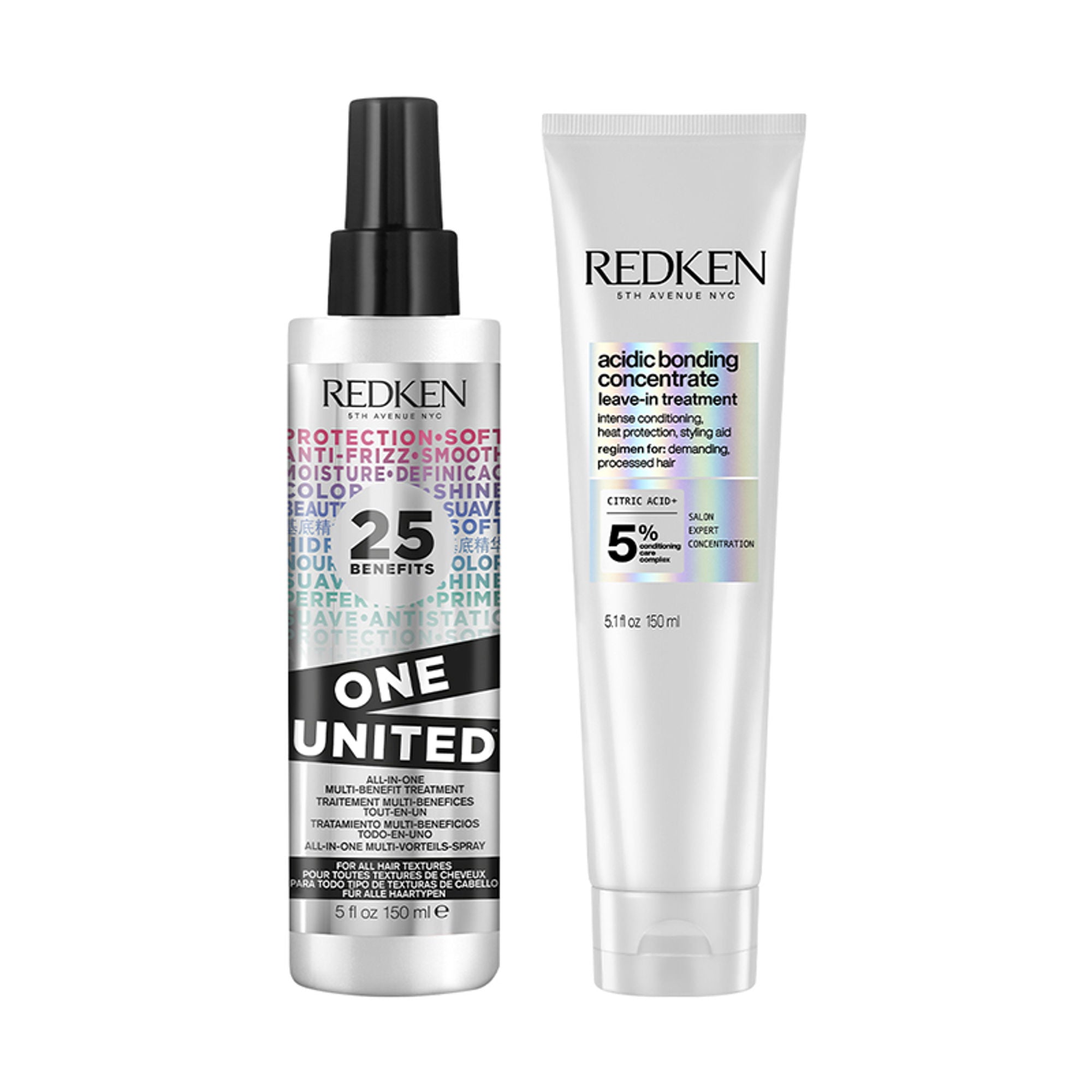 Redken Day & Night Hair Treatment Combo - Acidic Bonding Concentrate Leave-In Treatment & One United | Grocsy