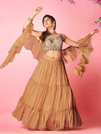 Myra Orange Art Silk Designer Lehenga | Grocsy