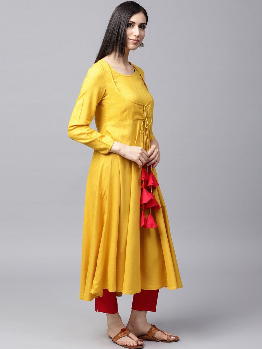Aks Women Tasseled Anarkali Kurta | Grocsy