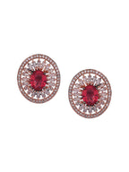 Shoshaa Rose Gold-Polished & White Circular Studs | Grocsy