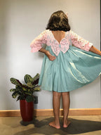 ArthLife Green And Pink Net Dress | Grocsy