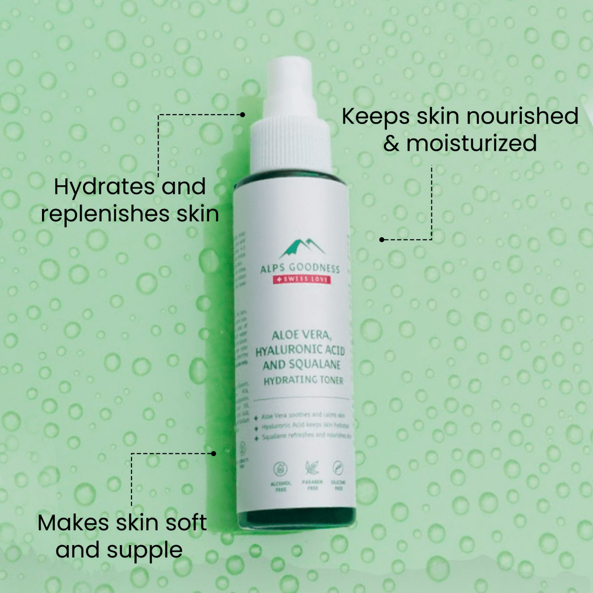Alps Goodness Aloe Vera, Squalane & Hyaluronic Acid Hydrating Toner | Grocsy