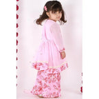 Little Bansi Girls Pink Floral print Kurta Frock with Floral Plazzo and Dupatta | Grocsy