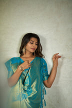 Vardha Lime Green Golden Zari Banarasi Chiffon Saree | Grocsy