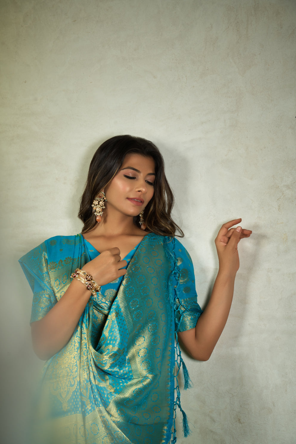 Vardha Lime Green Golden Zari Banarasi Chiffon Saree | Grocsy