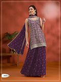 Anaita Purple Blooming Georgette Suit With Heavy Embroidery & Sequence Work | Grocsy