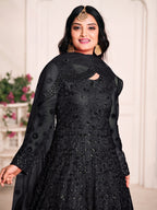 Anaita Black Embroidered Net Anarkali Suit | Grocsy